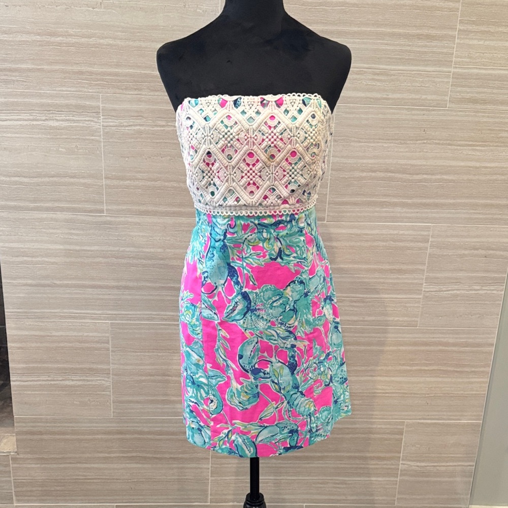 Lilly Pulitzer Strapless Lace and Floral Dress